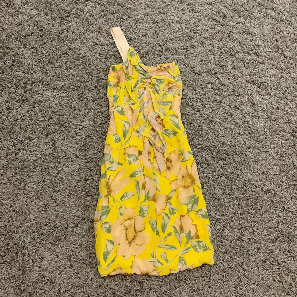 Miguelina 100% silk yellow 1 strap dress XS